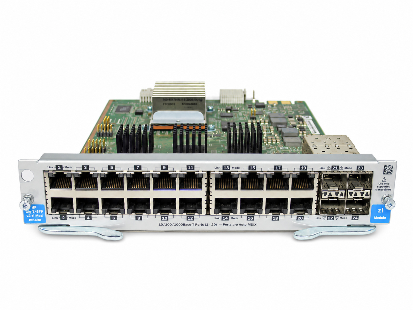 HP network switch module with blue handles