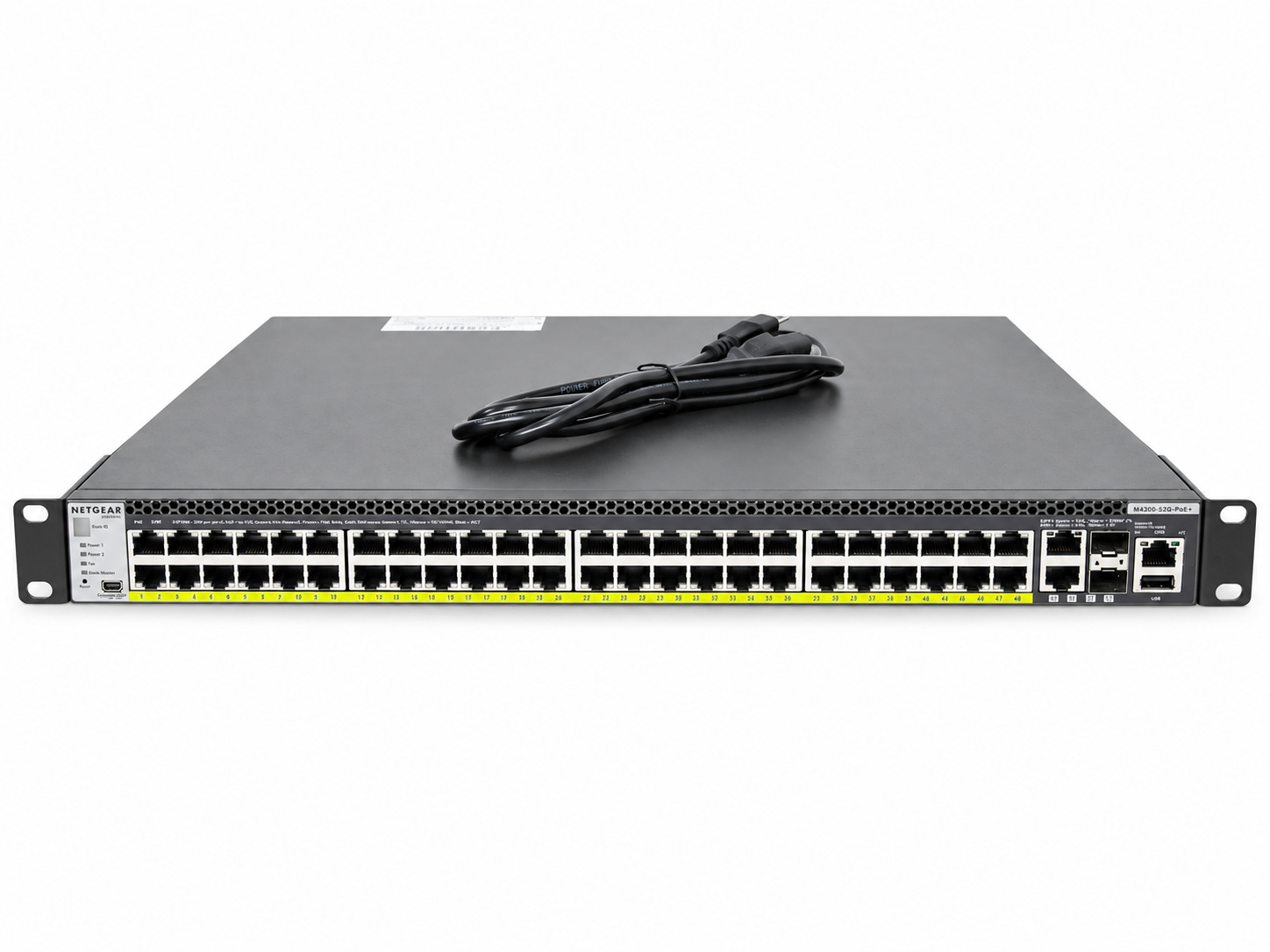 NETGEAR managed network switch with a coiled cable